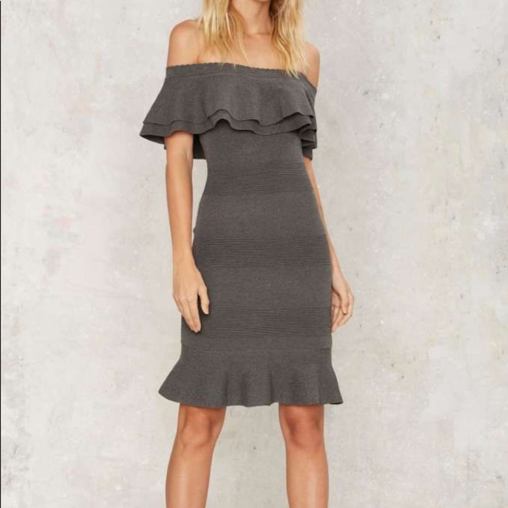 Gray Off-the-shoulder Midi Dress